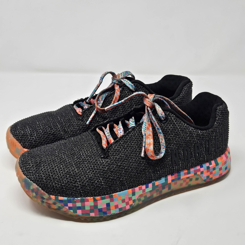 NOBULL Shoes Womens 9 Black Pixel Multicolor SuperFabric Cross Training Sneakers